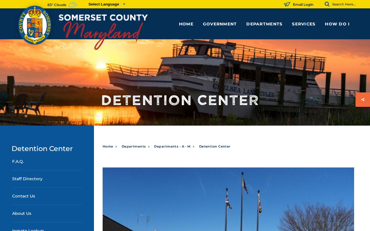 Somerset County Detention Center page with inmate lookup information