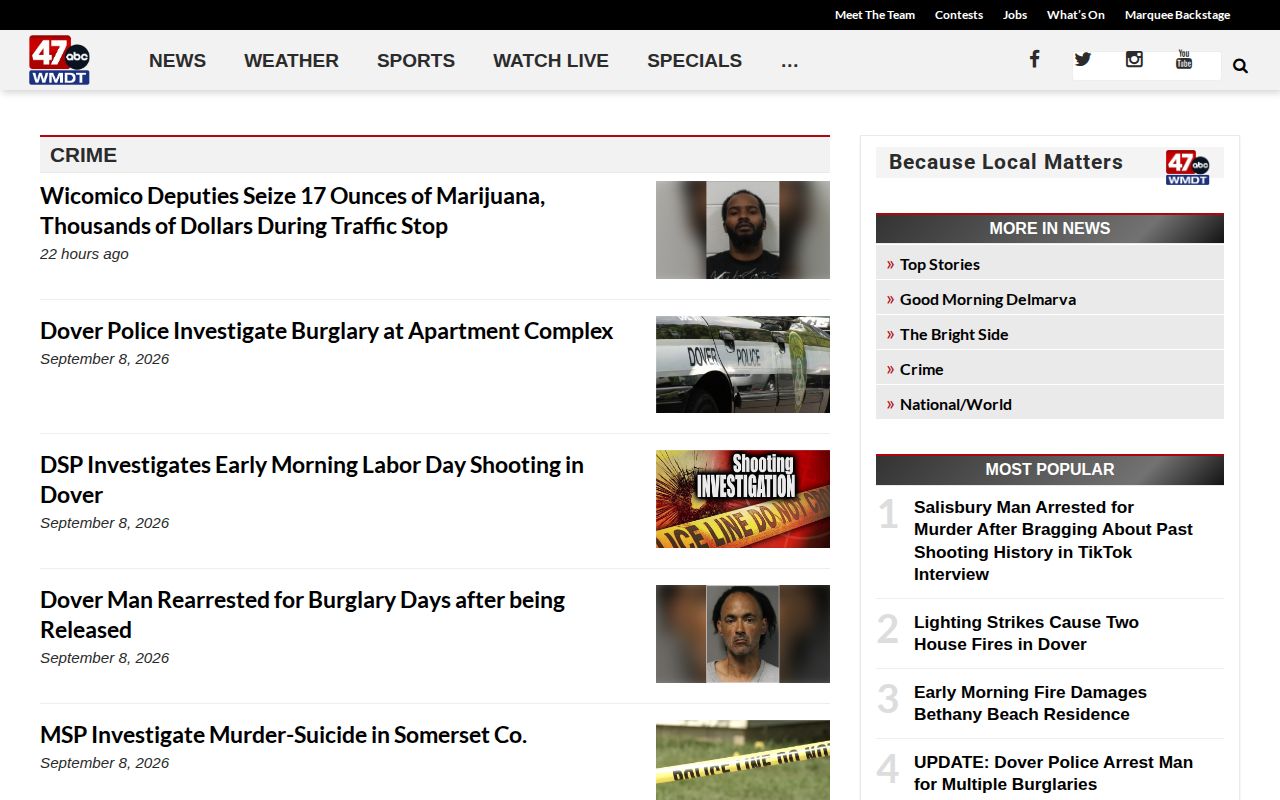 Somerset County arrest stories in regional 47ABC crime section