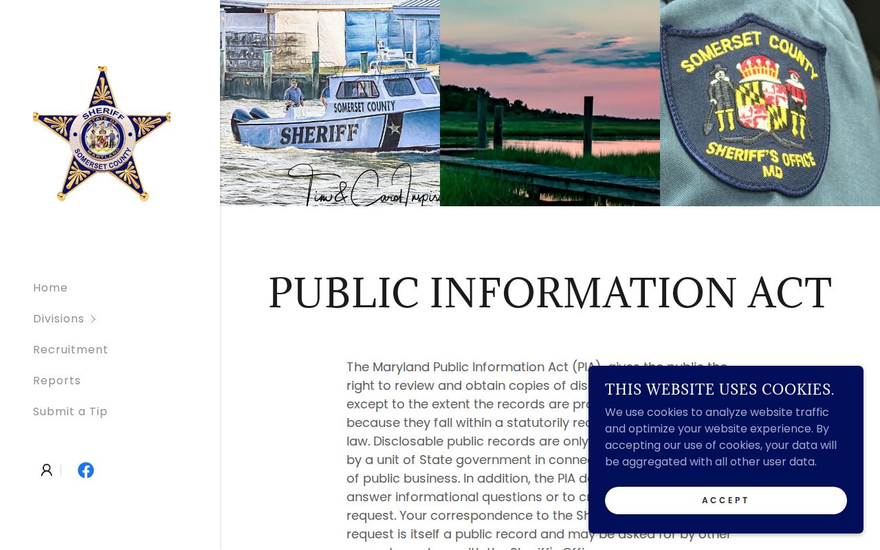 Somerset Sheriff Public Information Act page